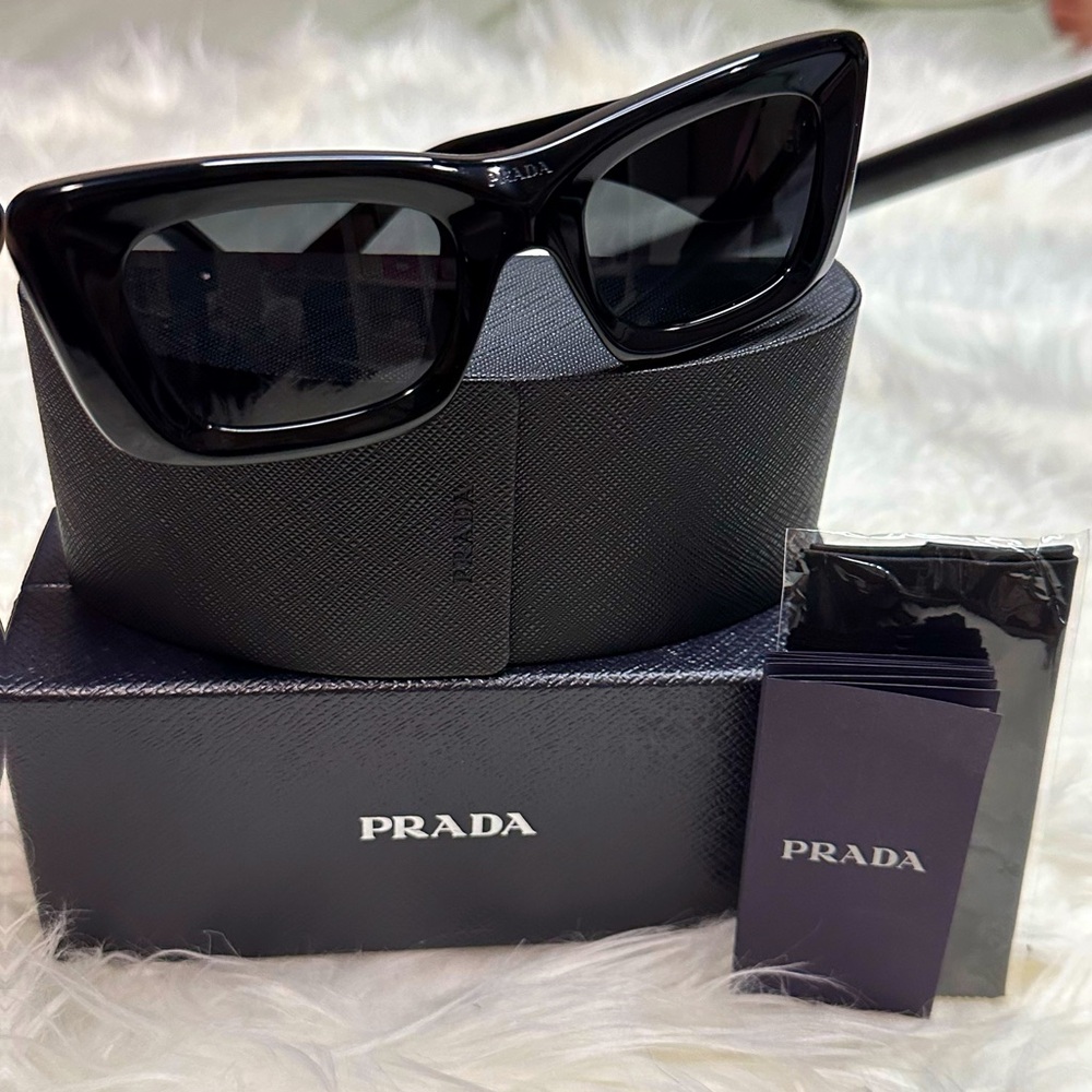New Prada Rectangular Marble Acetate Cat-Eye Sung… - image 1